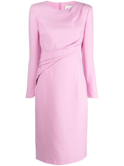 Roland Mouret Draped Midi Dress In Purple