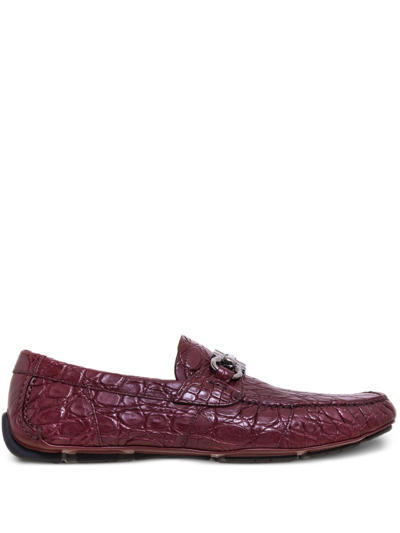 Ferragamo Gancini-buckle Leather Loafers In Red