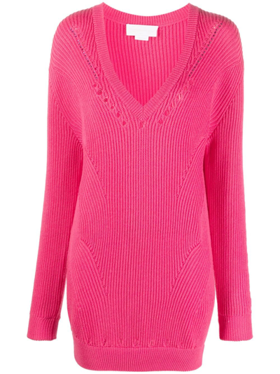 Genny V.-neck Wool Jumper In Pink