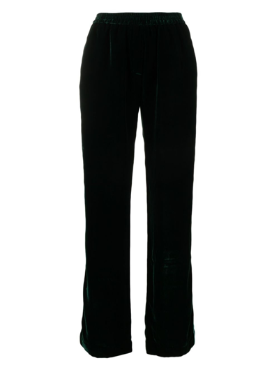 F.r.s For Restless Sleepers Elastic-waist Velour Wide-leg Trousers In Green