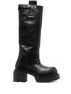 RICK OWENS 80MM POLISHED-LEATHER KNEE-HIGH BOOTS