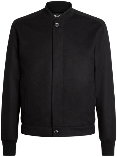 Zegna Water Repellent Elements Oasi Cashmere Bomber Jacket In Black