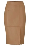 Hugo Boss Setora Leather Pencil Skirt In Beige
