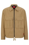 Hugo Boss Regular-fit Jacket In Ripstop Cotton With Signature Label In Light Brown