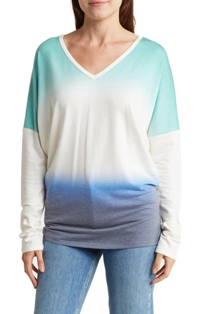 Go Couture V-neck Spring Pullover In Blue Perennial