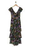 Wayf Floral Tiered Ruffle Dress In Black Folk Floral