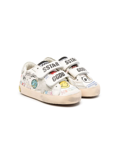 Golden Goose Kids' Old School Touch-strap Sneakers In White