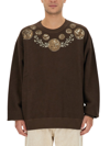 Dolce & Gabbana Coin Print Cotton Sweatshirt In Brown