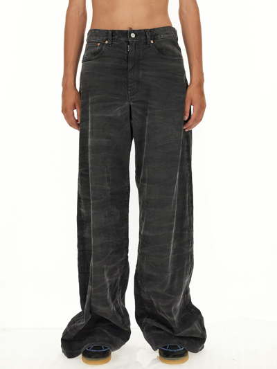 Mm6 Maison Margiela Mid-rise Wide-leg Jeans In Black