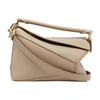 Loewe Small Leather Puzzle Top-handle Bag In Sand