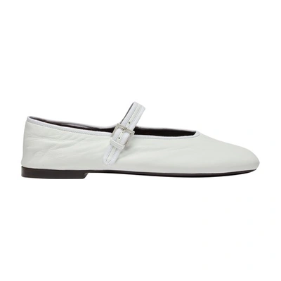 The Row Boheme Leather Mary Jane Ballerina Flats In Optic White