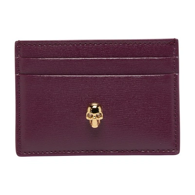 Alexander Mcqueen Skull Card Holder In Burgundy