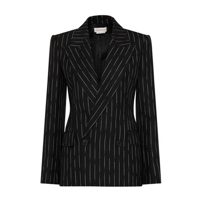 Alexander Mcqueen Striped Jacket In Black
