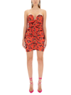 Magda Butrym Floral Ruched Minidress In Rosso