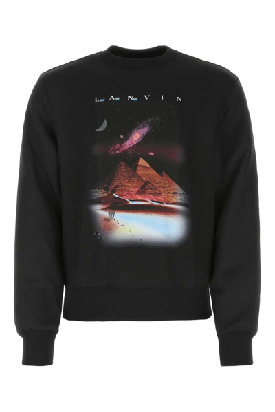 Lanvin Graphic Printed Crewneck Sweatshirt In Black