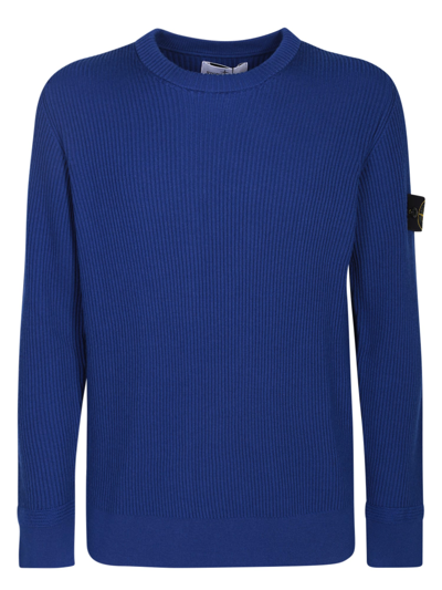 Stone Island Electric Blue Ribbed Pullover | ModeSens