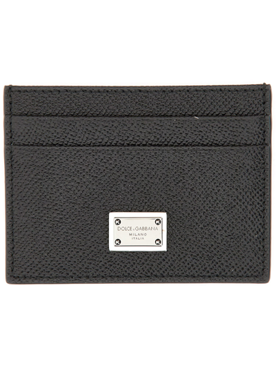 Dolce & Gabbana Leather Card Holder In Noir