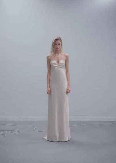 mango white satin dress Mango Women's Flared-Sleeve Satin Dress