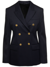 Givenchy Wool Blend Blazer With Back Slit And Multiple Pockets In Blu
