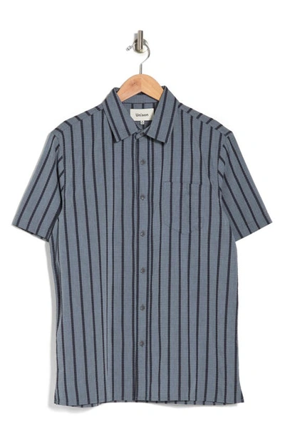 Create Unison Linen & Cotton Button-up Shirt In Light Indigo
