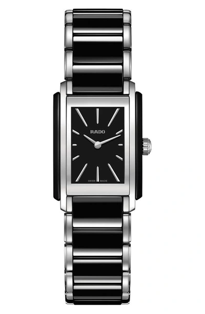 Rado Integral Ceramic Bracelet Watch, 22.7mm X 33.1mm In Black/silver