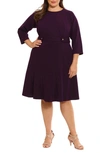 London Times Long Sleeve Seamed Midi Dress In Luxe Plum