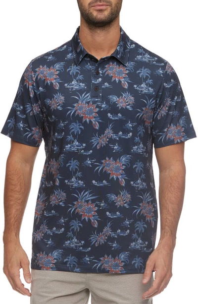 Flag And Anthem Rehoboth Floral Performance Polo In Blue Combo
