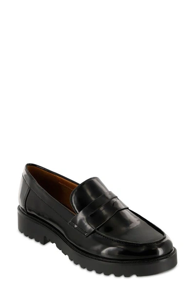 Mia Amore Hali Lug Sole Penny Loafer In Black