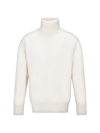 Oamc Soft Wool Turtleneck Sweater With Ribbed Details In Natural White/black