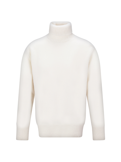 Oamc Intarsia-knit Logo Wool Jumper In Beige