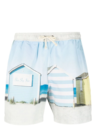 Blue Sky Inn Graphic-print Swim Shorts In Blue