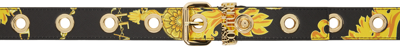 Versace Jeans Couture Black & Gold Chain Couture Belt In Eg89 Black + Gold