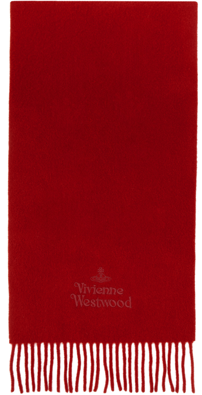 Vivienne Westwood Red Embroidered Scarf