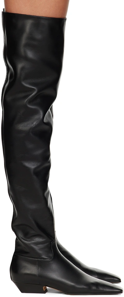 Khaite 25mm Marfa Leather Boots In Black