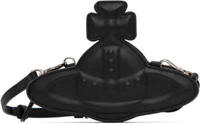 Vivienne Westwood Nano Orb Leather Crossbody Bag In Black