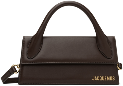 Jacquemus Le Chiquito Long Leather Tote In 890 Midnight Brown