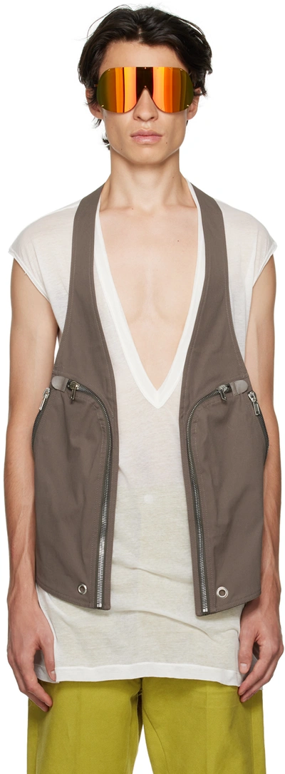 Rick Owens Grey Bauhaus Waistcoat In Pearl