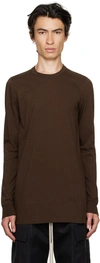 Rick Owens Sustainable Viscose And Silk T-shirt With Logoed Ribbon In 04 Brown
