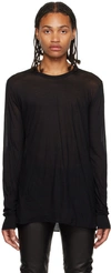 RICK OWENS BLACK EDFU BASIC LONG SLEEVE T-SHIRT