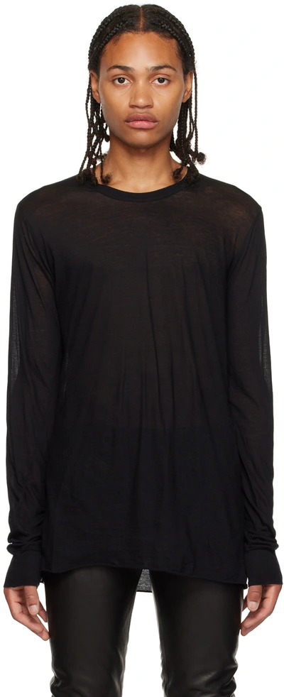 Rick Owens Black Edfu Basic Long Sleeve T-shirt In 09 Black