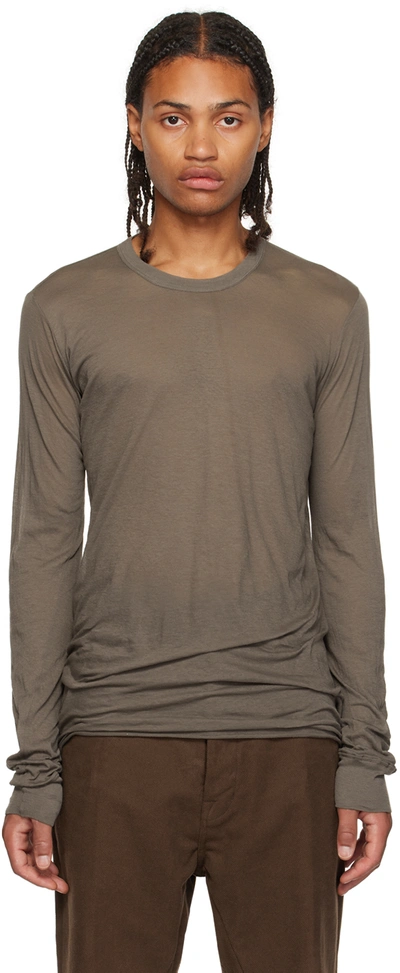 Rick Owens Gray Basic Long Sleeve T-shirt In 34 Dust
