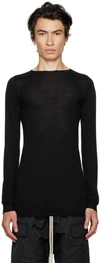 RICK OWENS BLACK ROUND NECK LONG SLEEVE T-SHIRT