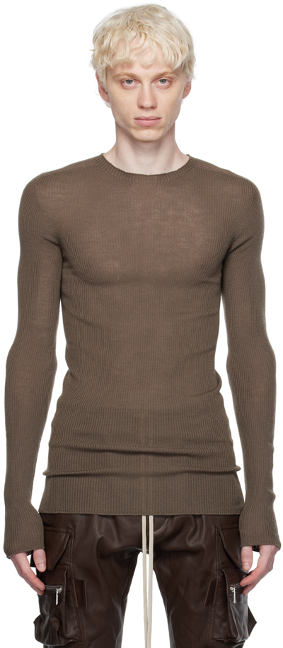 Rick Owens Gray Rib Sweater In 34 Dust