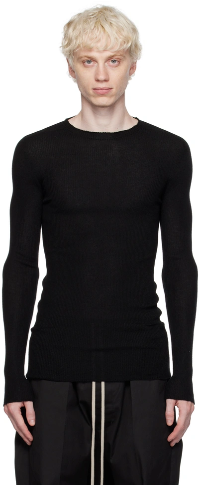 Rick Owens Black Rib Sweater In 09 Black