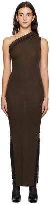 Rick Owens One-shoulder Wool Maxi Dress In 04 Brown