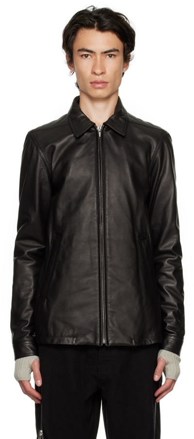 Rick Owens Black Padded Leather Jacket In 09 Black