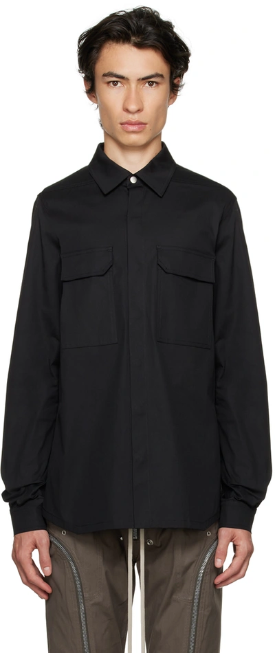 Rick Owens Press-stud Long-sleeved Shirt In 09 Black