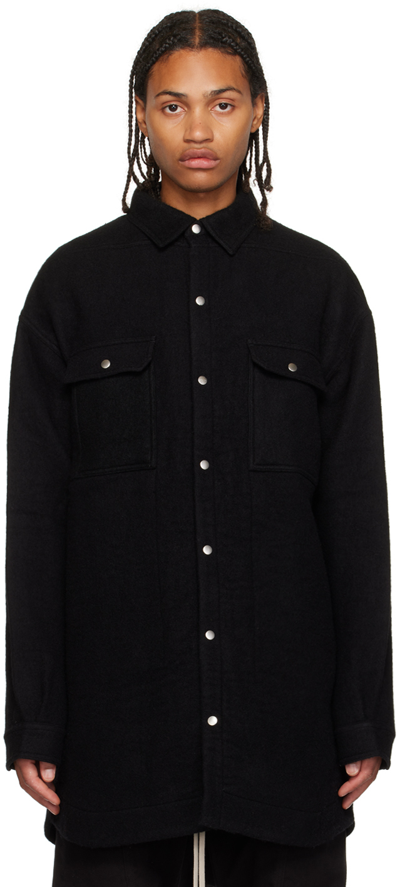 Rick Owens Oversized Cotton Shirt Jacket In Black