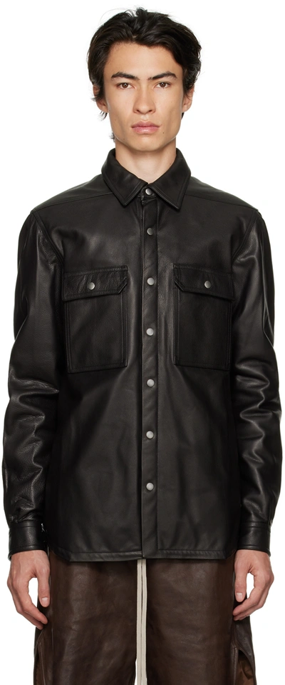 Rick Owens Black Brad Leather Jacket In 09 Black
