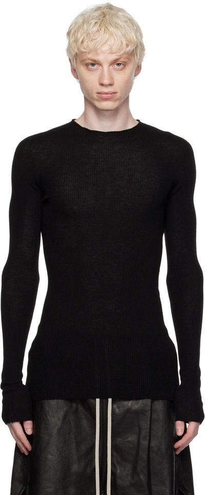 Rick Owens Black Rib Sweater In 09 Black